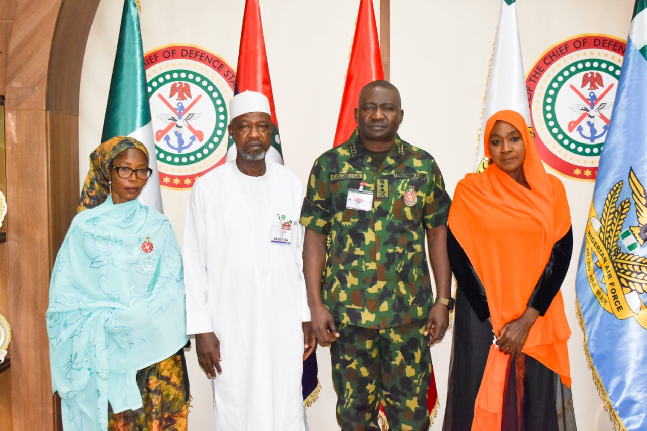 Posed with the Chief of Defence Staff, General CG Musa during a Courtesy Visit at the Defence Headquarters recently.